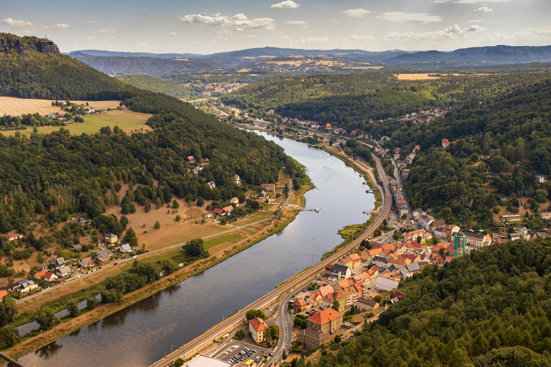 The famous confluence of Elbe and Vltava rivers viewed from Mělník