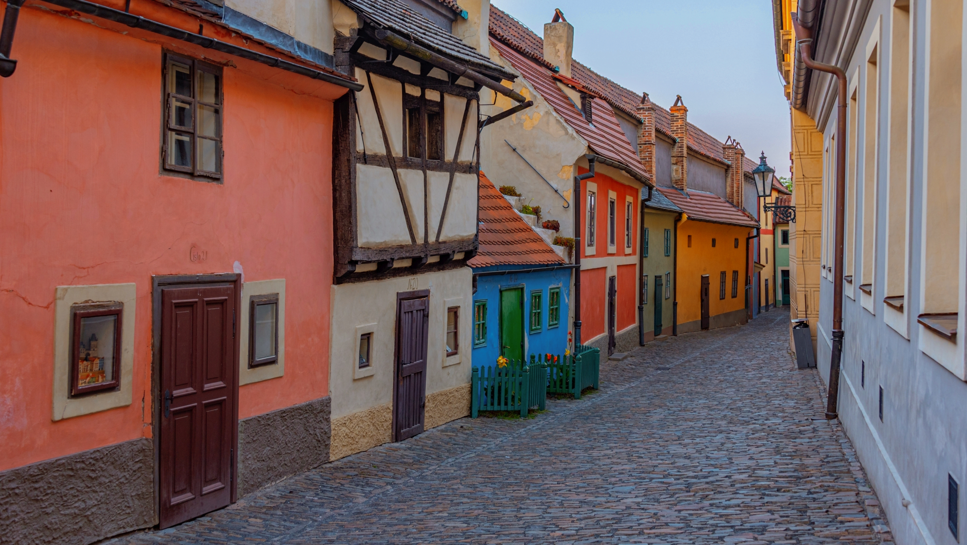 Golden Lane colorful houses inside Prague Castle complex