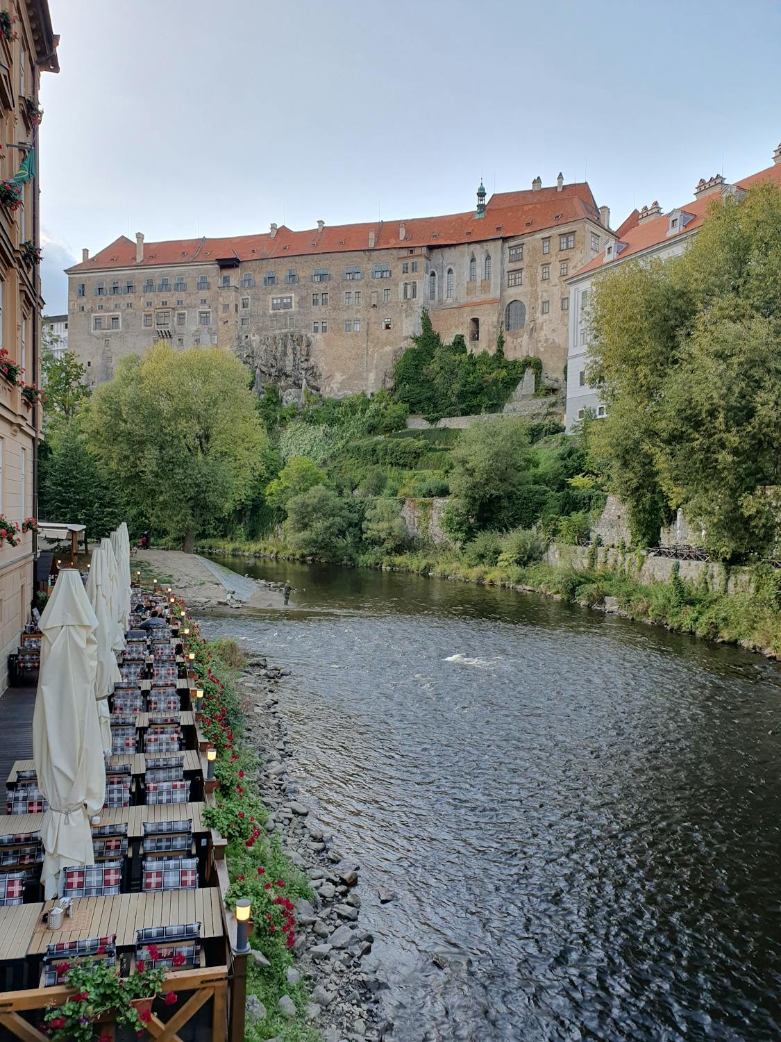 Český Krumlov castle and historic town along the Vltava river bend