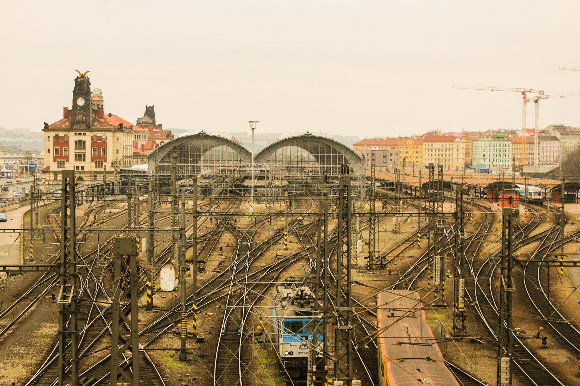 Czech railway station with modern train — efficient rail connections across the Czech Republic