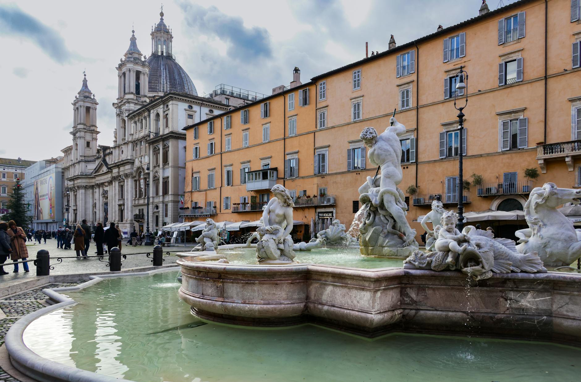 Baroque ornate fountain in historic Czech town square