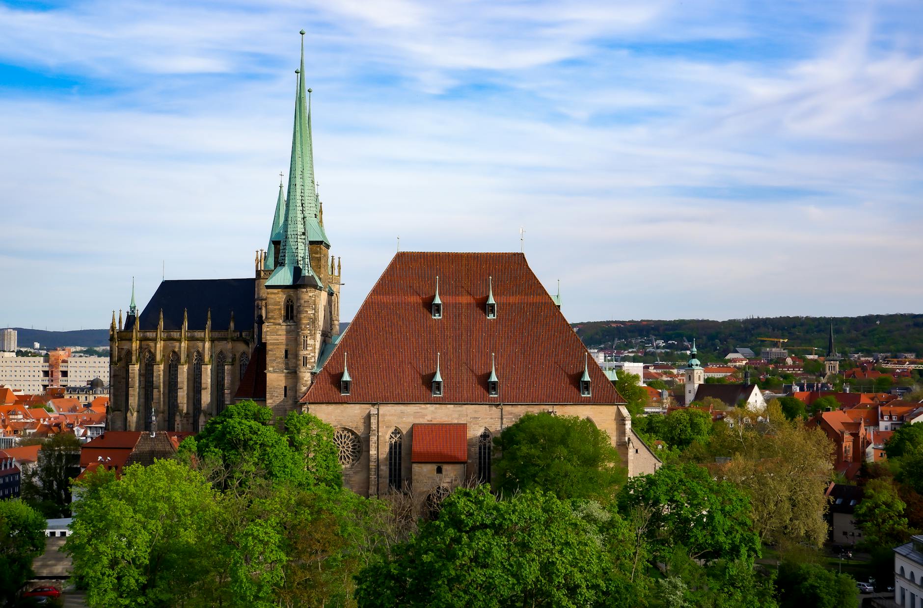 Gothic cathedral and historic architecture in central European old town