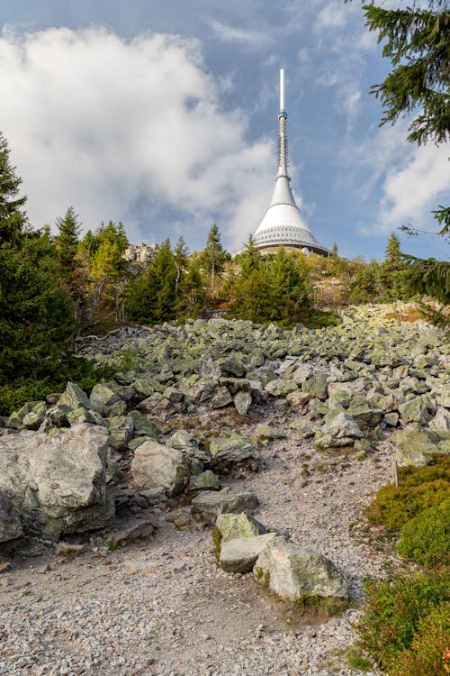 Mountain path to Ještěd tower Liberec Czech Republic